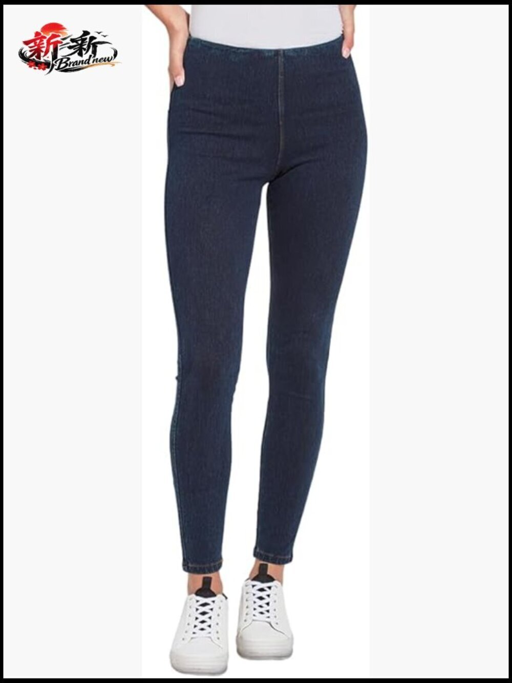 Denim Leggings with Subtle Rivet Detail and Functioning Back Pockets